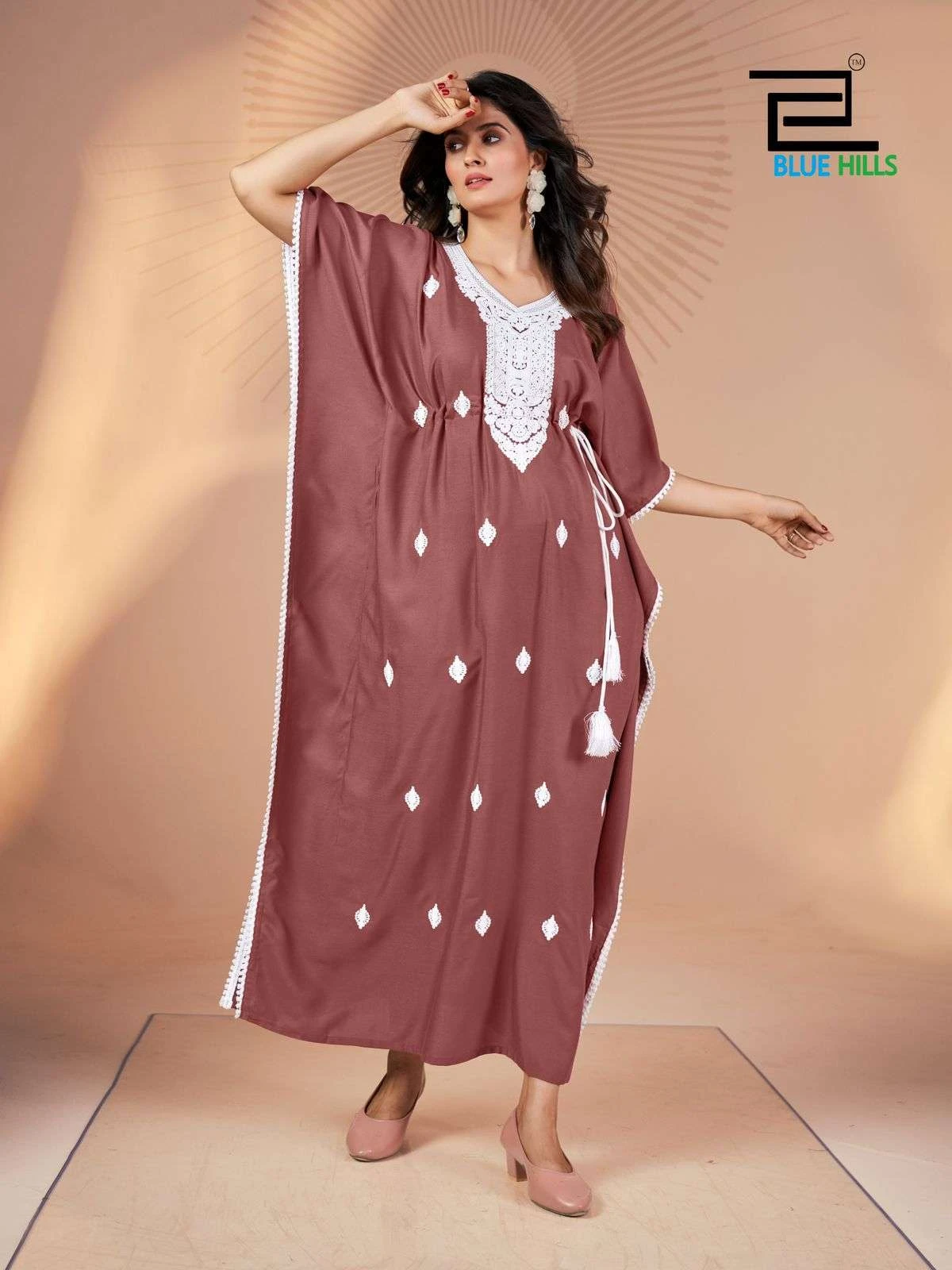 Blue Hills Honey Rayon Wholesale Fancy Kaftan Catalog — Wholesale Kurtis, Blue Hills wholesale from Surat — view 2